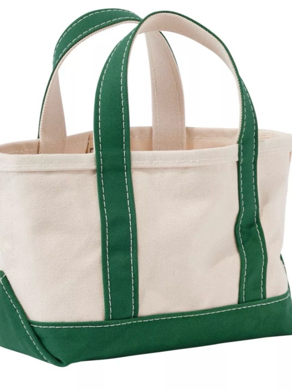 LL BEAN MINI Tote Bag with Green Trim -